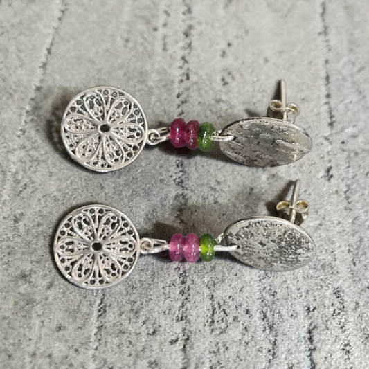 Aros de Plata 950 con Turmalinas