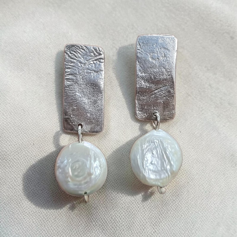Aros de Plata 950 y Perlas planas