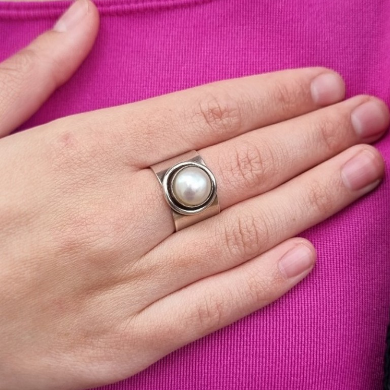 Anillo Plata 950 y Perla