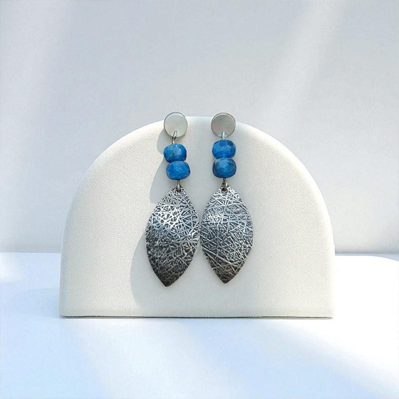 Aros Ágatas azules, bamboo