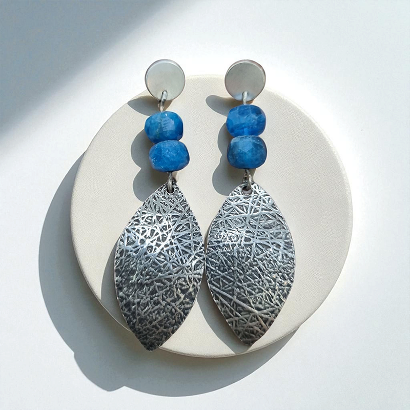 Aros Ágatas azules, bamboo