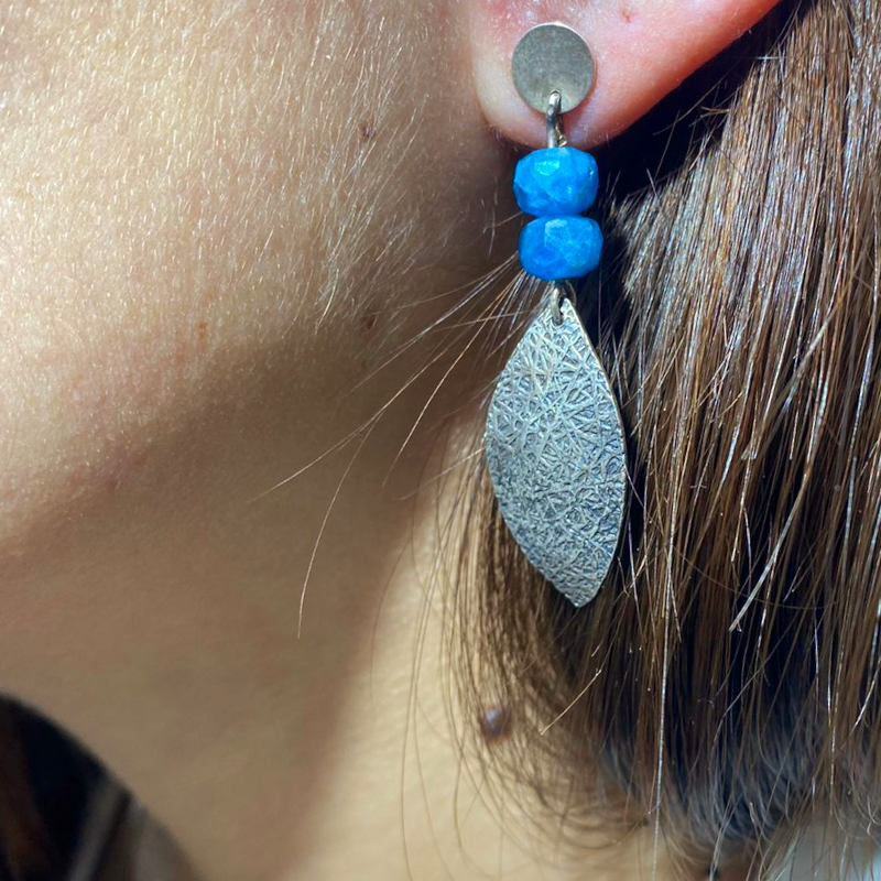 Aros Ágatas azules, bamboo