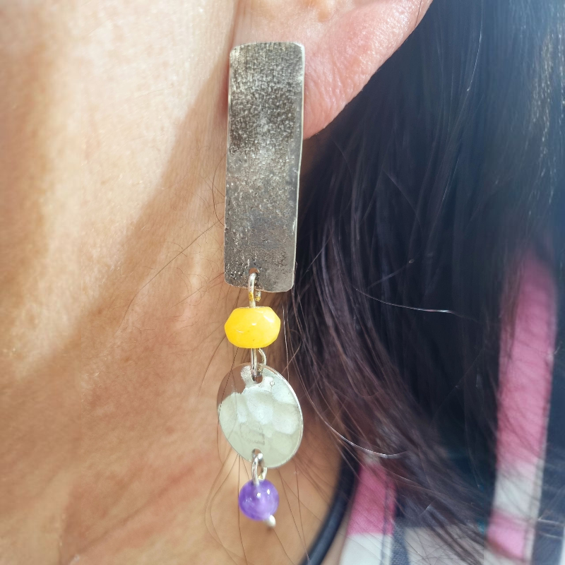 Aros Textura Amatista y Ágata L