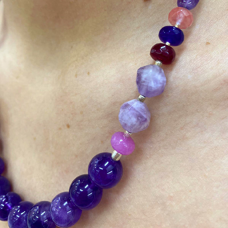 Collar Amatistas y Ágatas