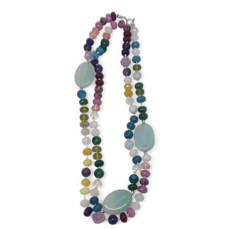 Collar Calcedonias y Ágata de colores