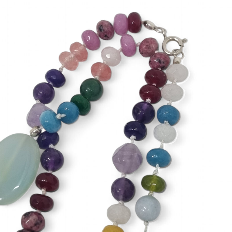 Collar Calcedonias y Ágata de colores