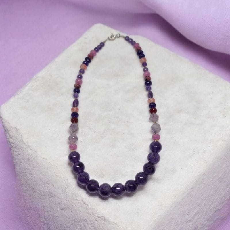 Collar Amatistas, Granates y Cuarzo Rosado