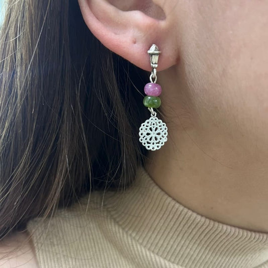 Aros Jade Turmalinado y Plata