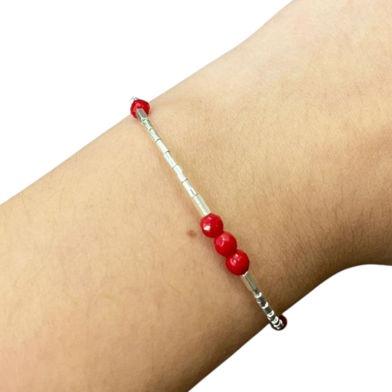 Pulsera Plata y Jade rojo