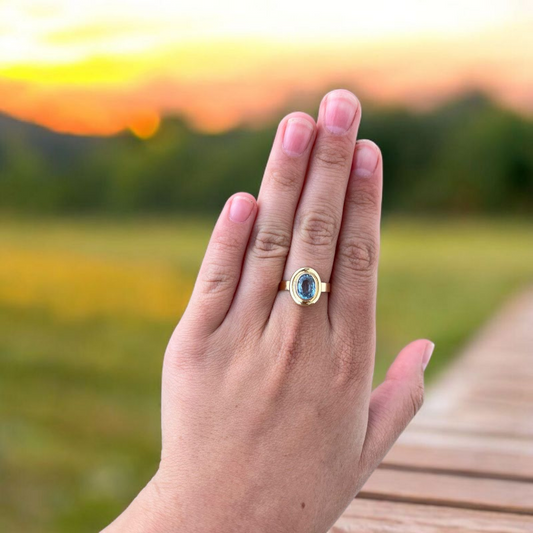 Aguamarina y oro 18k