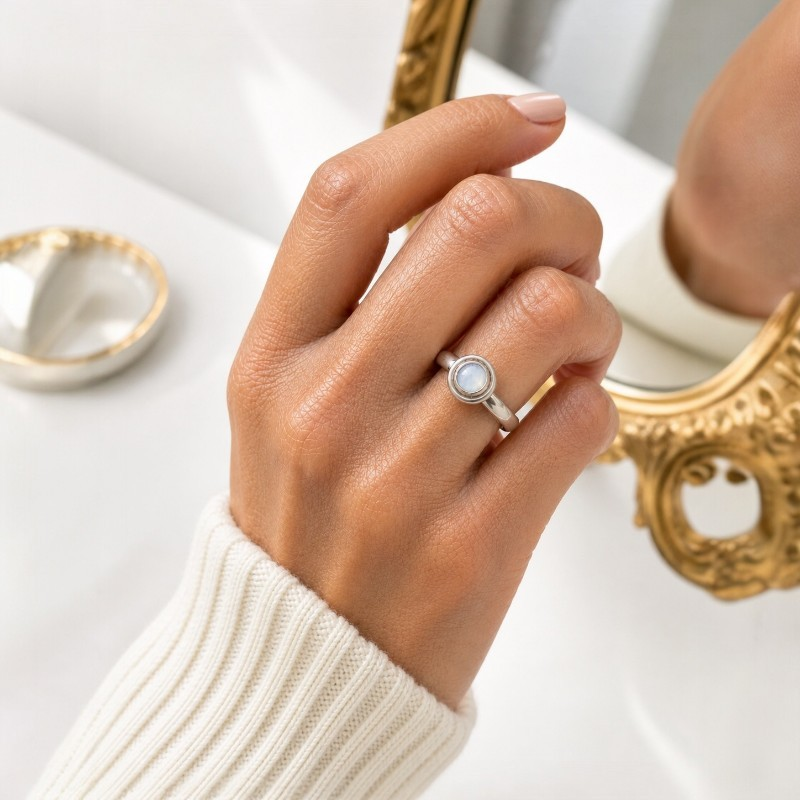 Anillo de Plata 950 y Piedra Luna