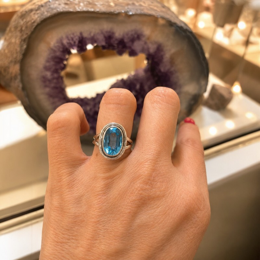 Anillo de Plata 950 y Topacio swiss