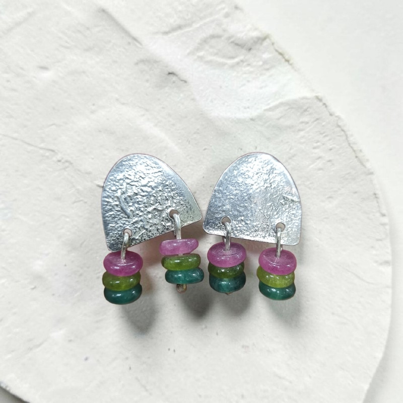 Aros de Plata 950 con Turmalinas