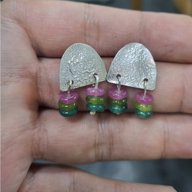 Aros de Plata 950 con Turmalinas