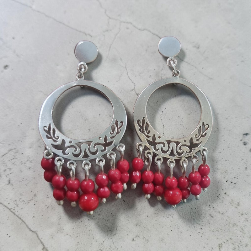 Aros calados Jade rojo