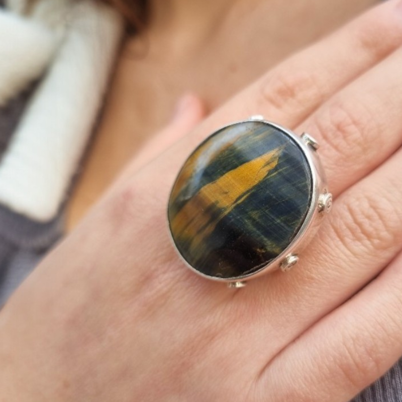 Anillo Ojo de Buey en Plata 950