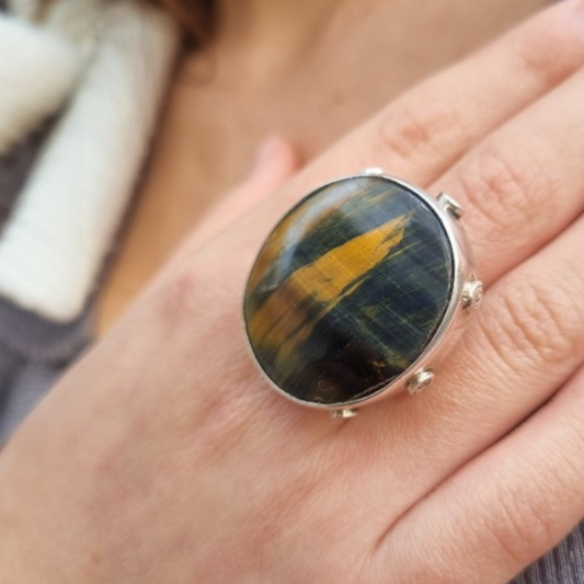 Anillo Ojo de Buey en Plata 950