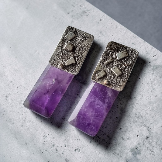 Aros de Plata 950 y Amatista