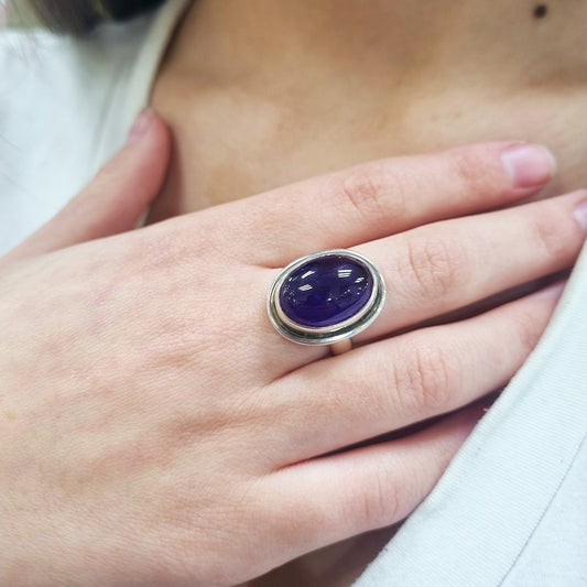 Anillo de Plata 950 y Amatista oval