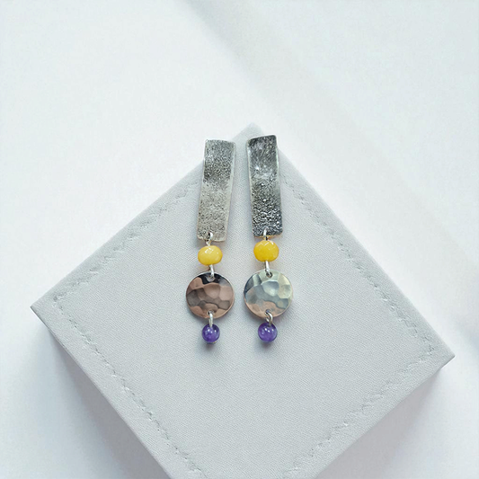 Aros Textura Amatista y Ágata L