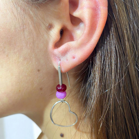 Aros Plata 950 diseño corazón