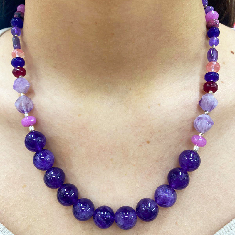 Collar Amatistas y Ágatas