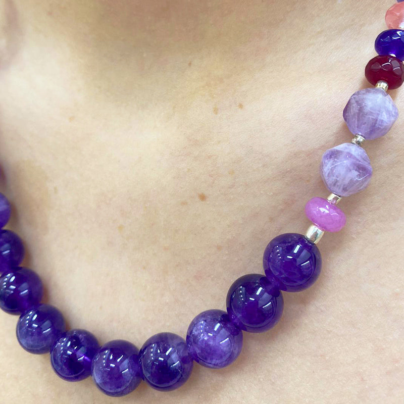 Collar Amatistas y Ágatas