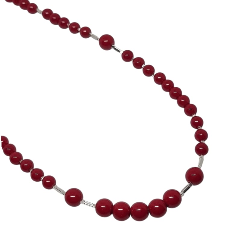 Collar Jade rojo y plata