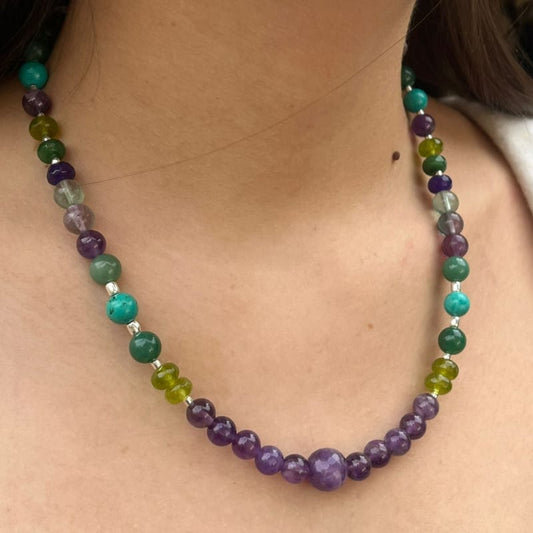 Collar Amatistas, Turquesas y Peridoto