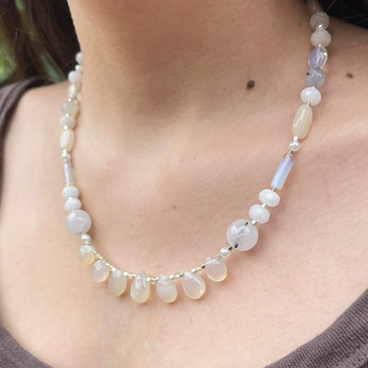 Collar Calcedonia y Cuarzo