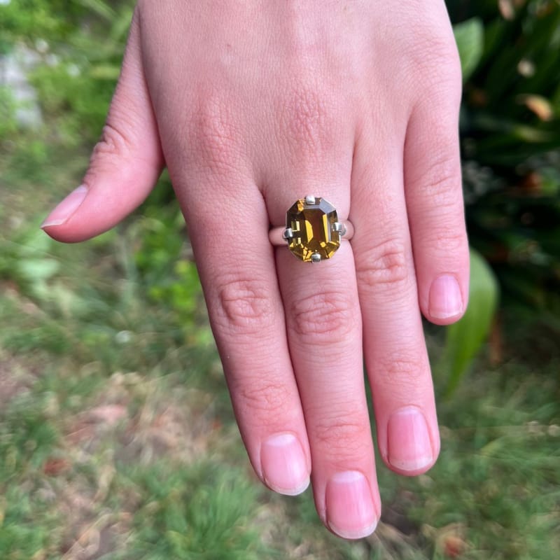 Anillo Citrino Medeira y Plata 950