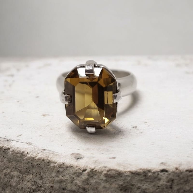 Anillo Citrino Medeira y Plata 950