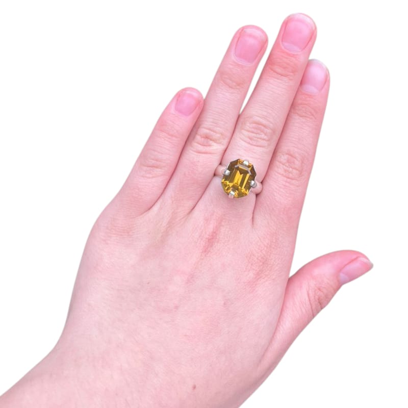 Anillo Citrino Medeira y Plata 950