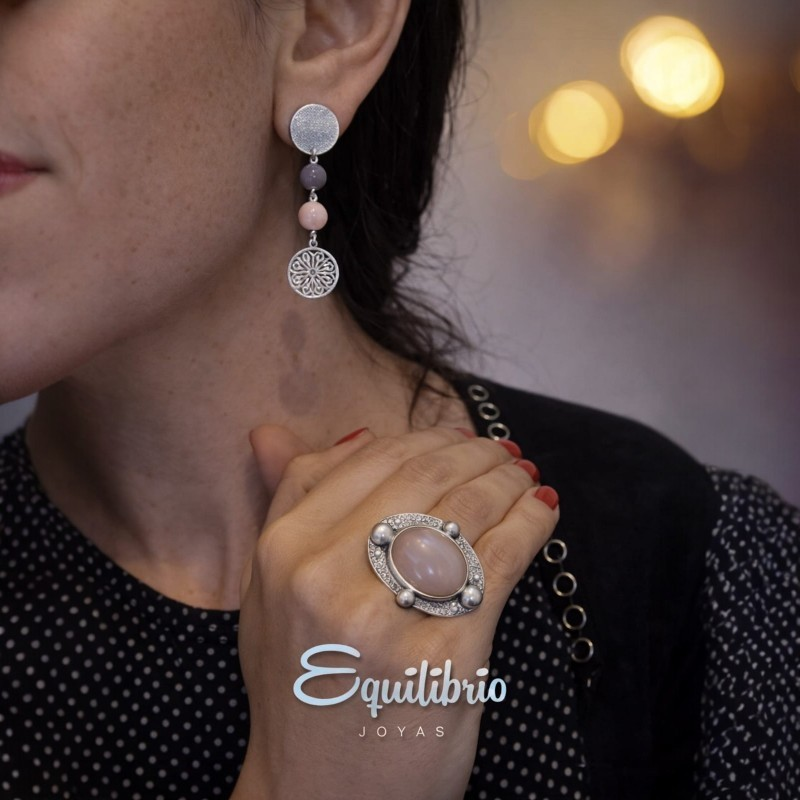 Anillo Cuarzo rosa oval