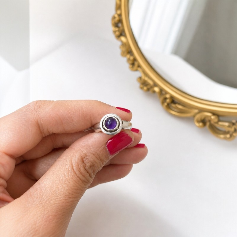 Anillo Plata 950 y Amatista