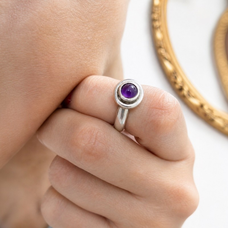 Anillo Plata 950 y Amatista