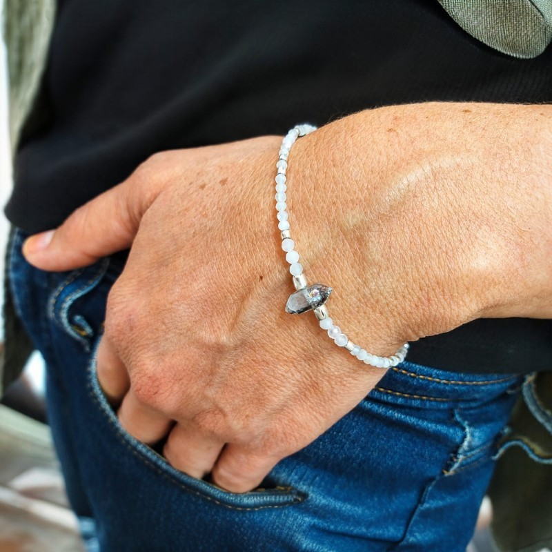 Pulsera de Cuarzo Herkimer en Plata 950