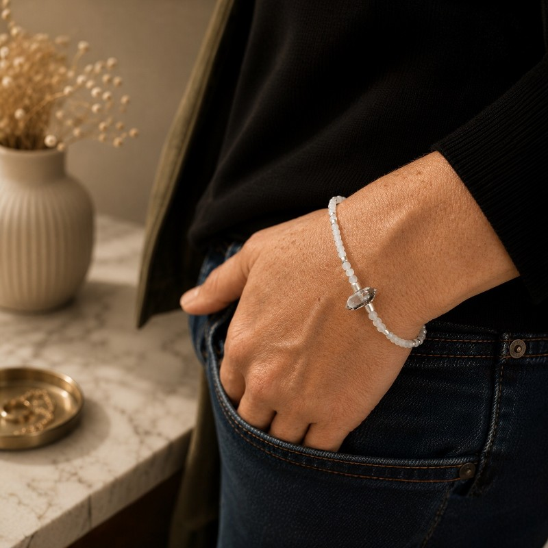 Pulsera de Cuarzo Herkimer en Plata 950